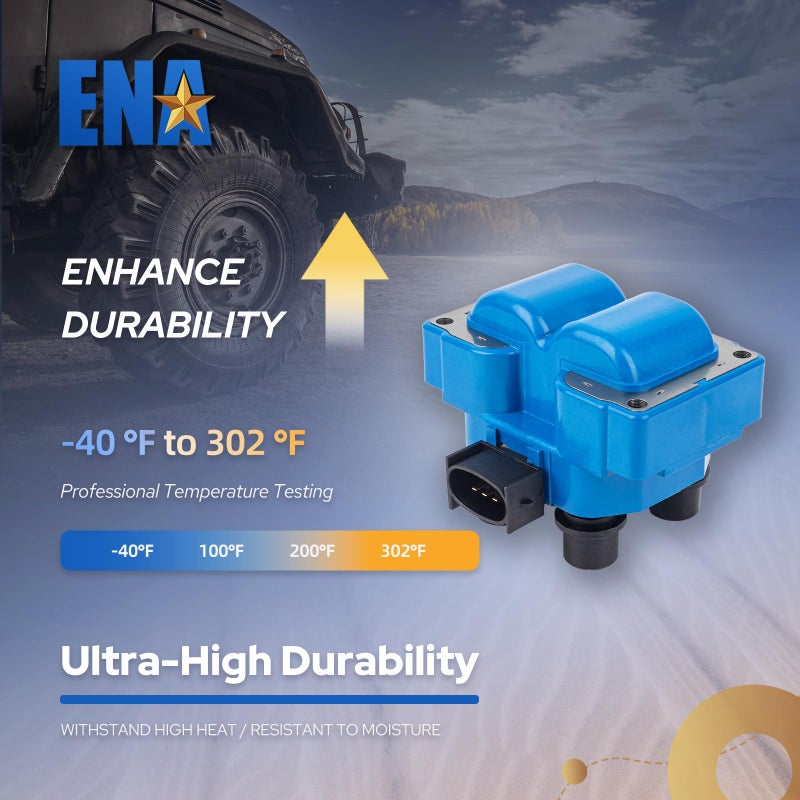 ENA Set of 2 Blue Ignition Coil Pack Compatible with Ford Lincoln Mazda Mercury F150 F250 E150 Escort Explorer Mustang Ranger Expedition Town Car Mark 626 B2300 B2500 2.3L 4.6L Replacement for FD487 - Image 3